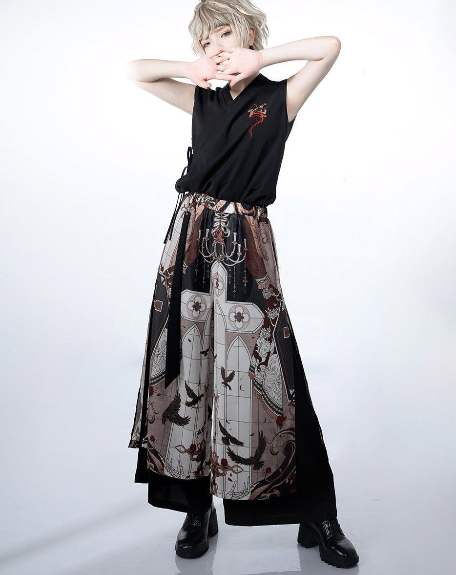 [Pre-order] Dark Night Command Prince Gothic Print Wide Pants