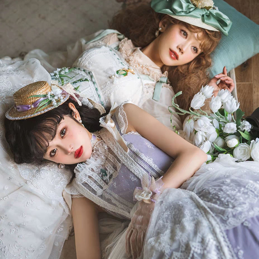 [Simultaneous purchase only] Suzuran flower embroidery bonnet, hat, headband