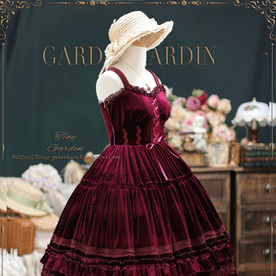 [Pre-order] Dream Bouquet Velvet Jumper Skirt Short Length