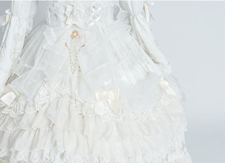 Day and Night Lace and Frill Bride Lolita Dress Full Set