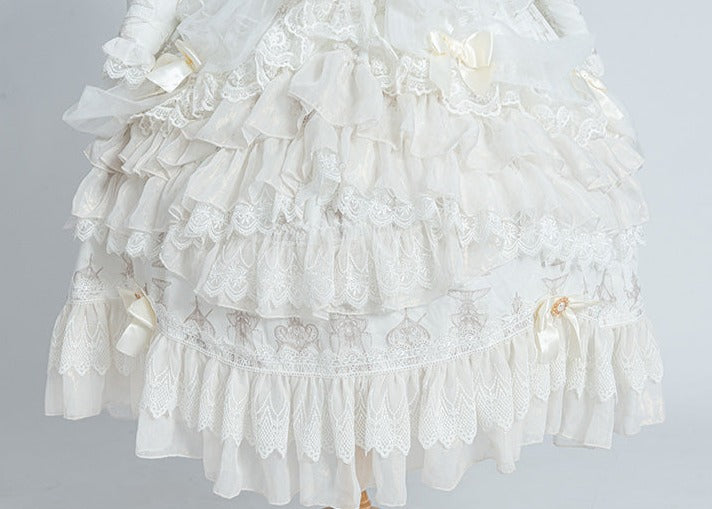 Day and Night Lace and Frill Bride Lolita Dress Full Set