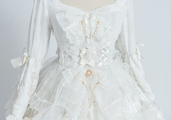 Day and Night Lace and Frill Bride Lolita Dress Full Set