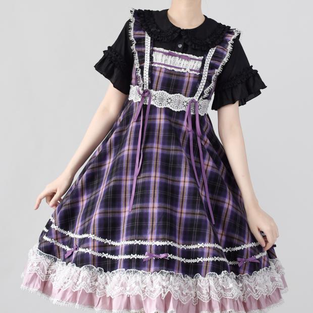 Endless Summer Madras check high waist jumper skirt