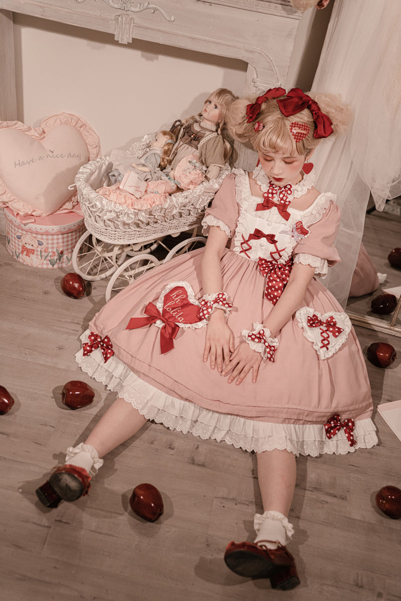 ハートとリボンがいっぱいのラブリー 甘ロリ ワンピース｜アイドル衣装｜