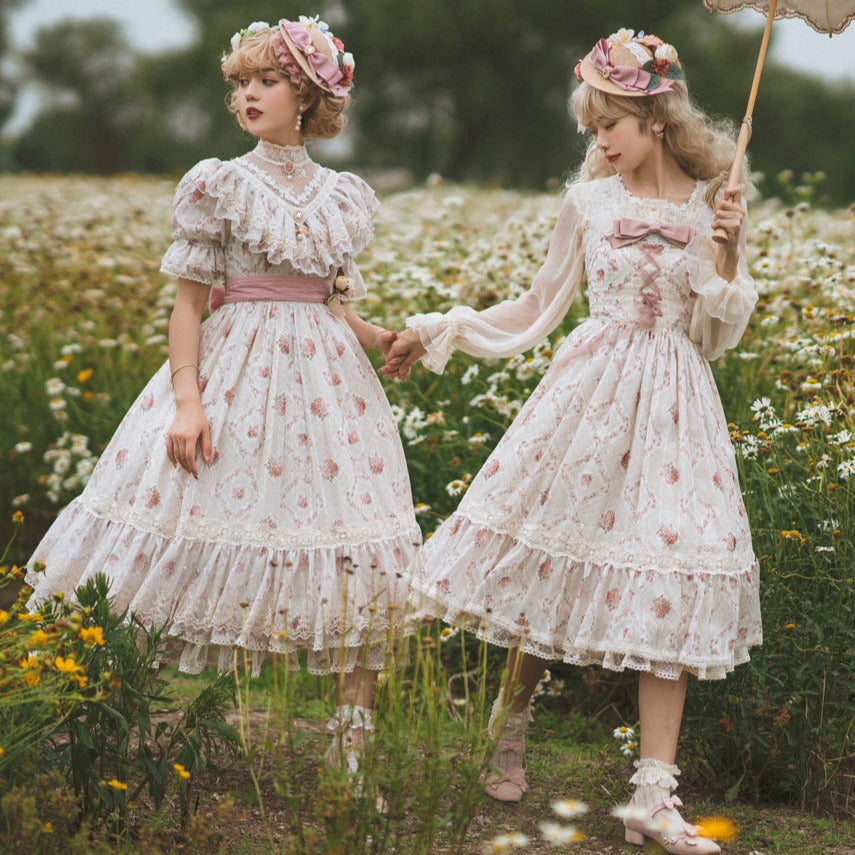 [Pre-order] Edwardian Elegant Rose Print Classic Lolita Dress 1.0