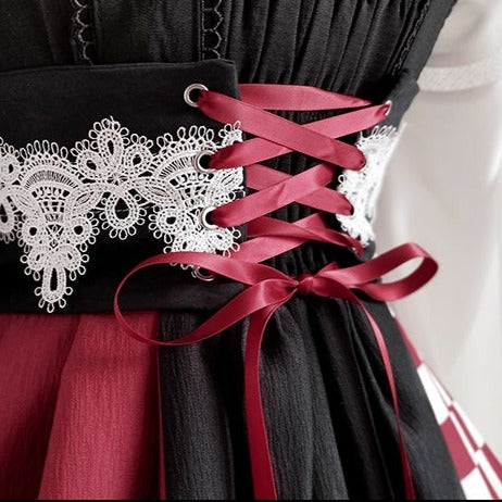 Taisho Roman Rhombic Lattice Japanese Lolita Jumper Skirt and Cloak Japanese Lolita