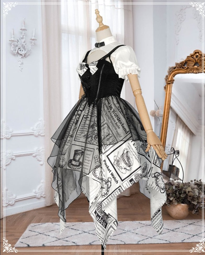 【予約販売】アリス風 デザインスカートモノクロロリィタドレス