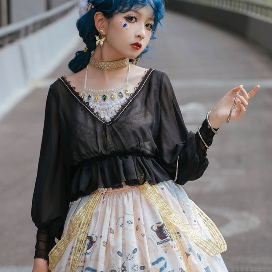【予約販売】Twilight エジプト風ロリィタ キャミソール付きVネックブラウス