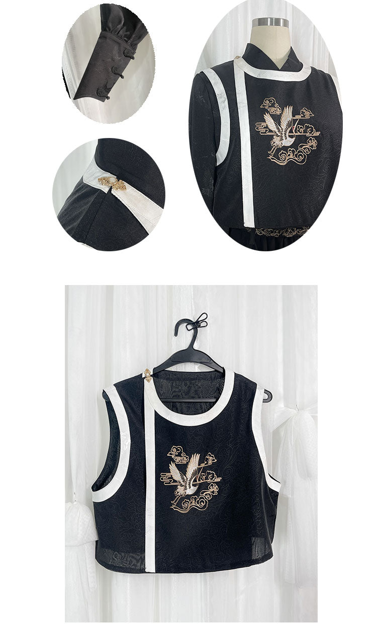 Prince style Crane embroidered flower loli haori
