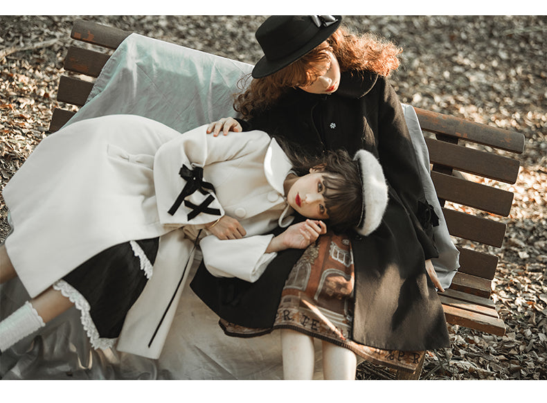 [Outlet] Snow Romance Ribbon Sweet Coat, Ready to Ship, Off White, M Size