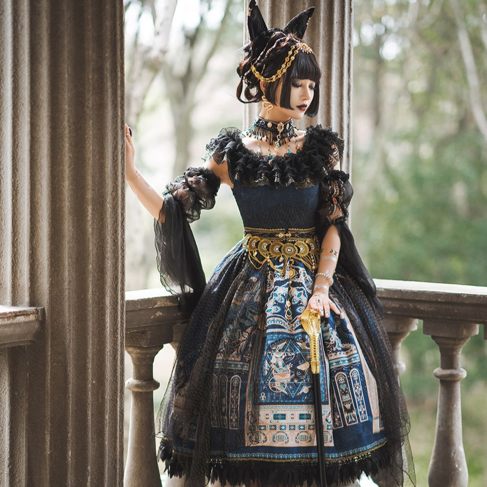 [Pre-order] Twilight Egyptian Lolita Frill Jumper Skirt