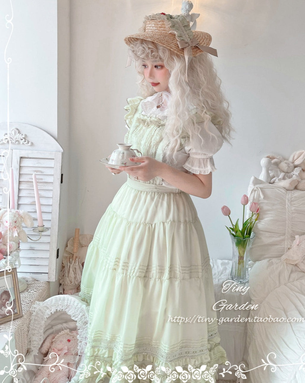 [Outlet] French girly 2way apron skirt [with flared sleeves]