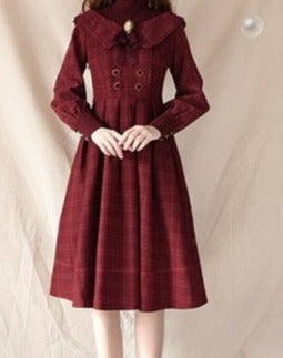 British check pattern faux layered dress