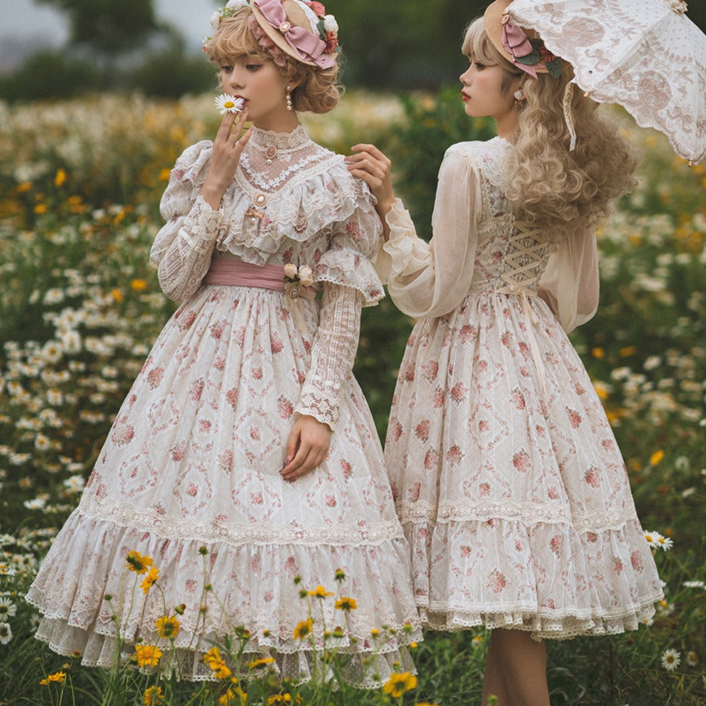 [Pre-order] Edwardian Elegant Rose Print Classic Lolita Dress 1.0