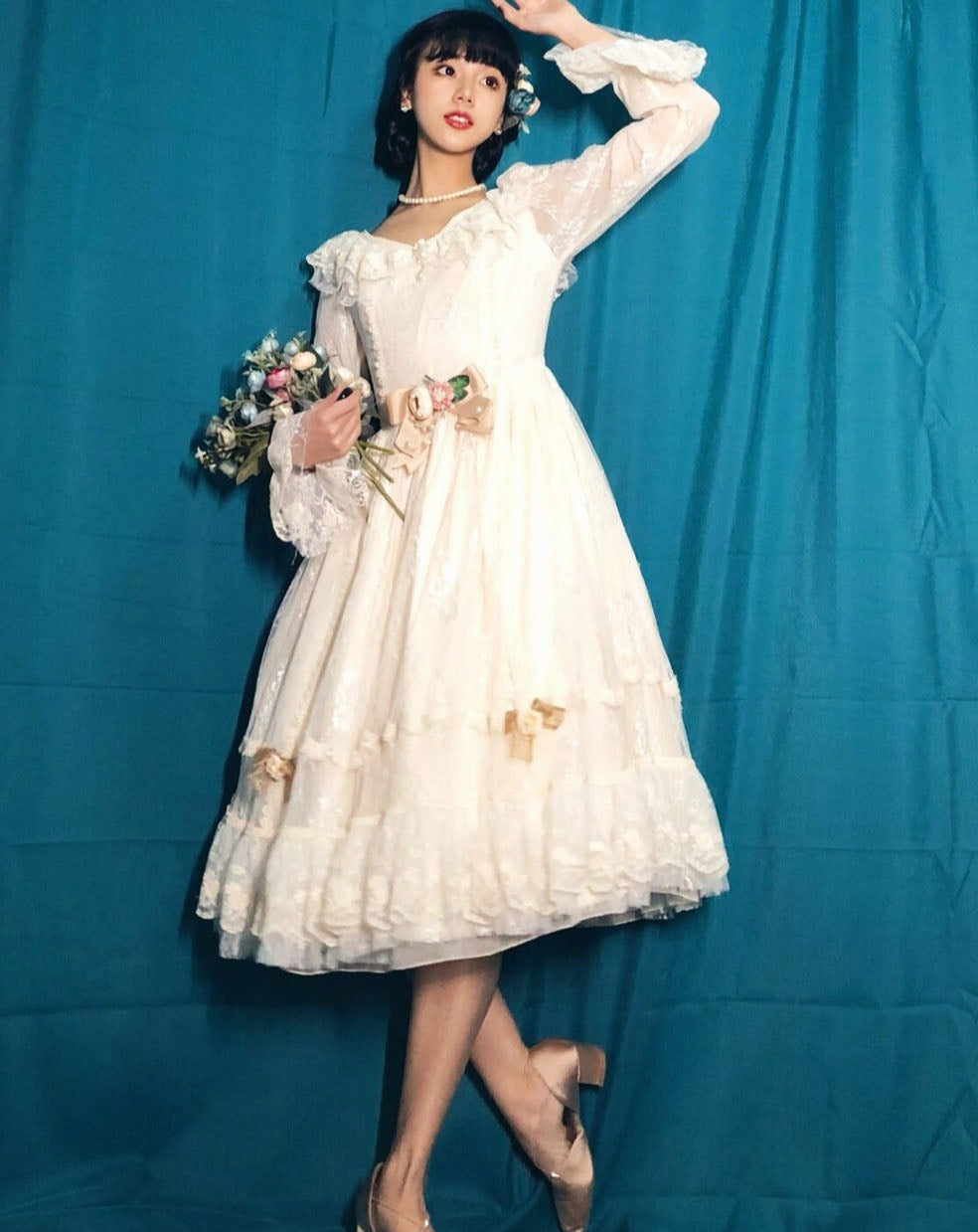 [Pre-order] Morning Mist Sweet Elegant Lace Dress