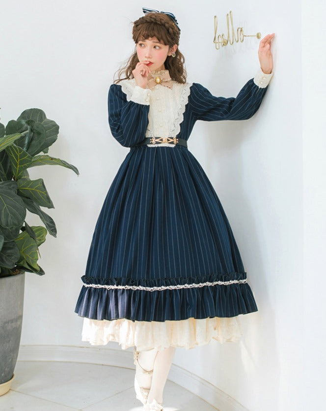 [Pre-order] British Classical Lolita Vertical Striped Dress