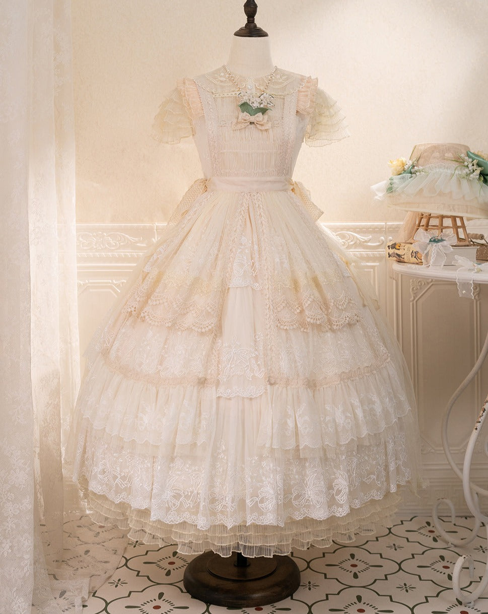 [Simultaneous purchase only] Suzuran flower embroidery front and back 2way lace apron
