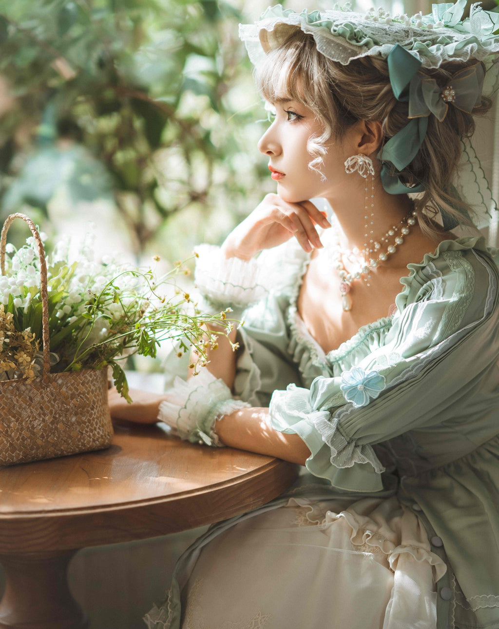Rose embroidery garden princess dress full set