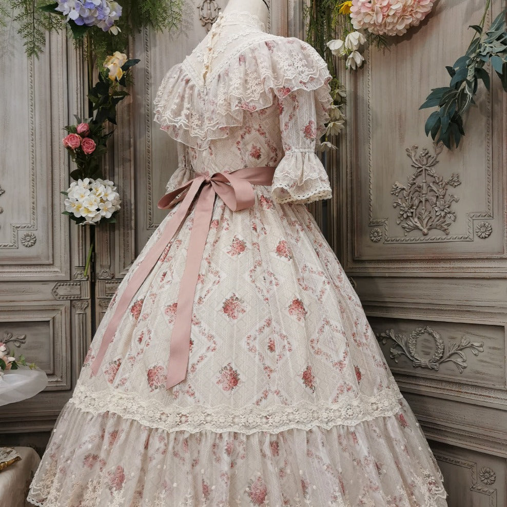 [Pre-order] Edwardian Elegant Rose Print Classic Lolita Dress 1.0
