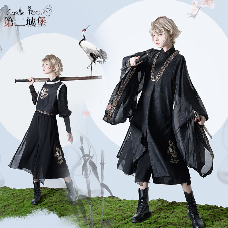 Prince style Crane embroidered flower loli haori