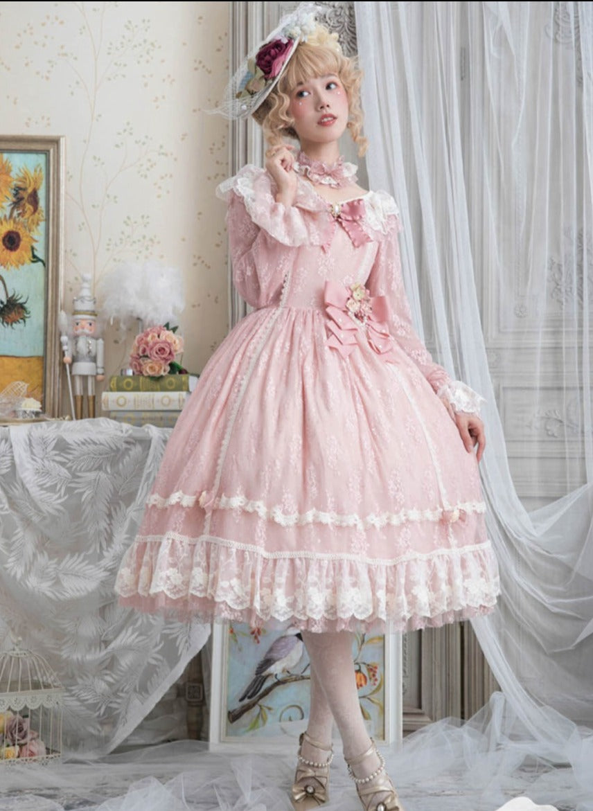 [Pre-order] Morning Mist Sweet Elegant Lace Dress