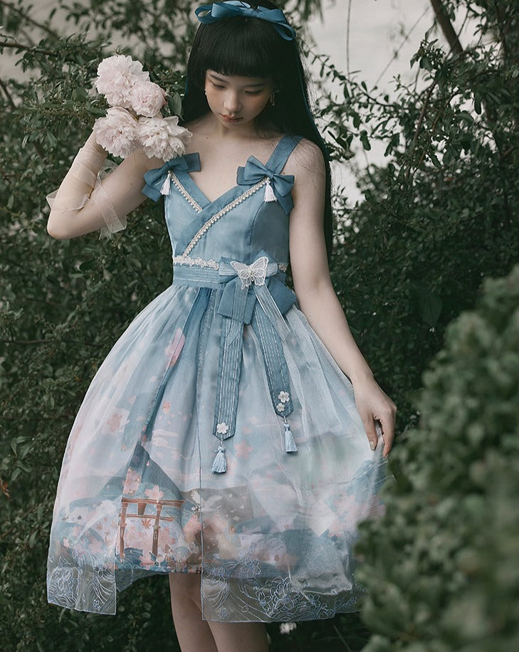 Alice in the Land of Cherry Blossoms Japanese Lolita Jumper Skirt