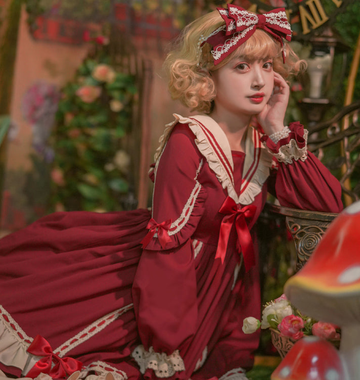 Fairyland Sailor Ribbon Long Sleeve Lolita Dress