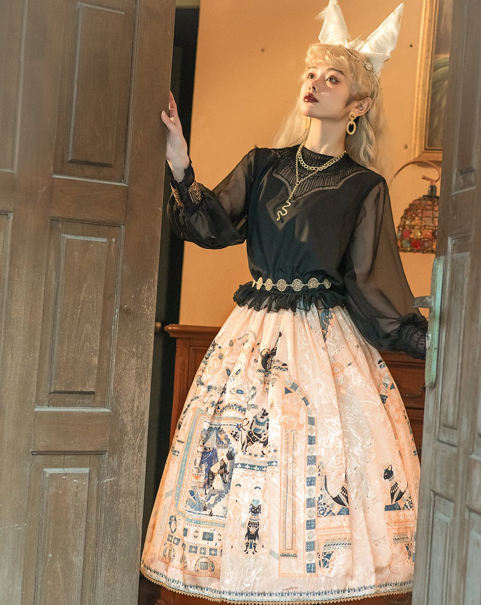 [Pre-order] Twilight Egyptian Lolita Sheer Embroidered Blouse