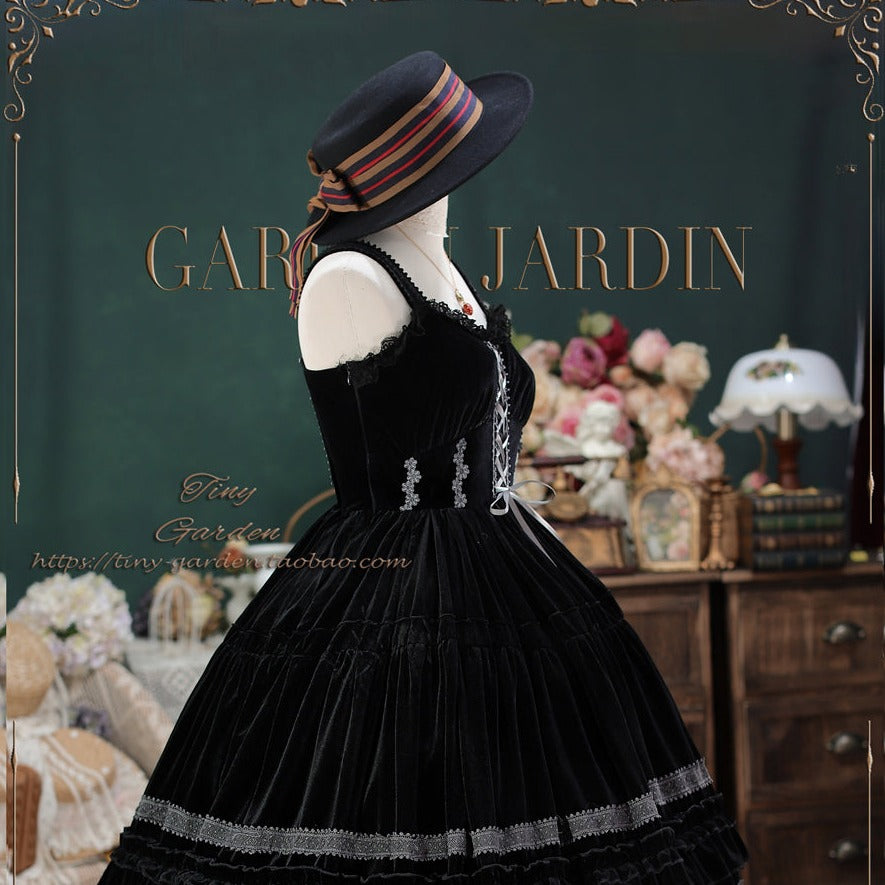 [Pre-order] Dream Bouquet Velvet Jumper Skirt Short Length