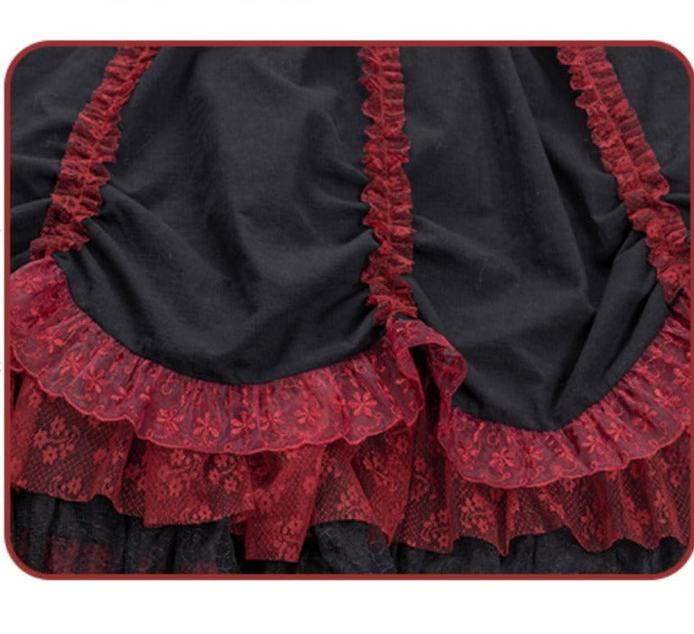 Dark gothic wine red lace dress
