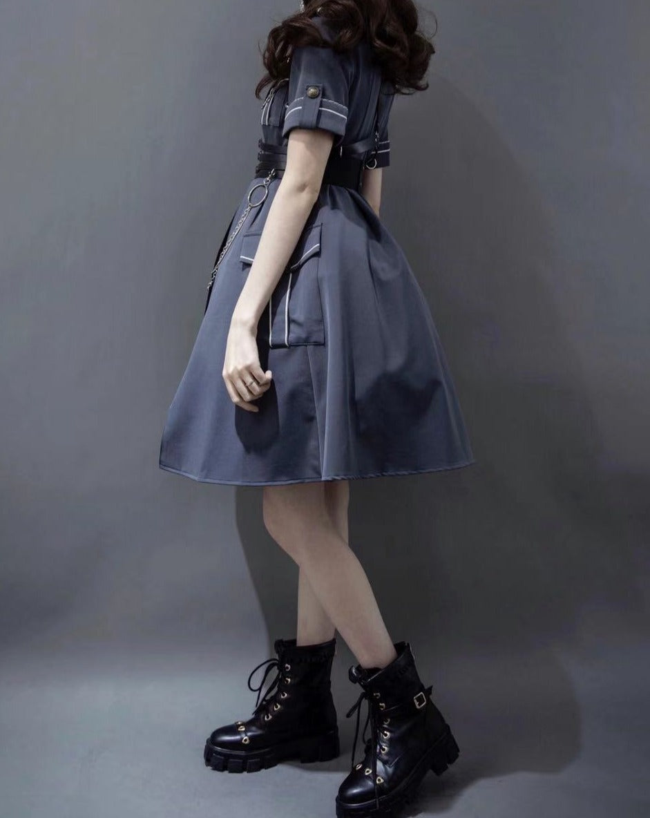 [Pre-order] Military Lolita Dark Gothic Short Sleeve Dress