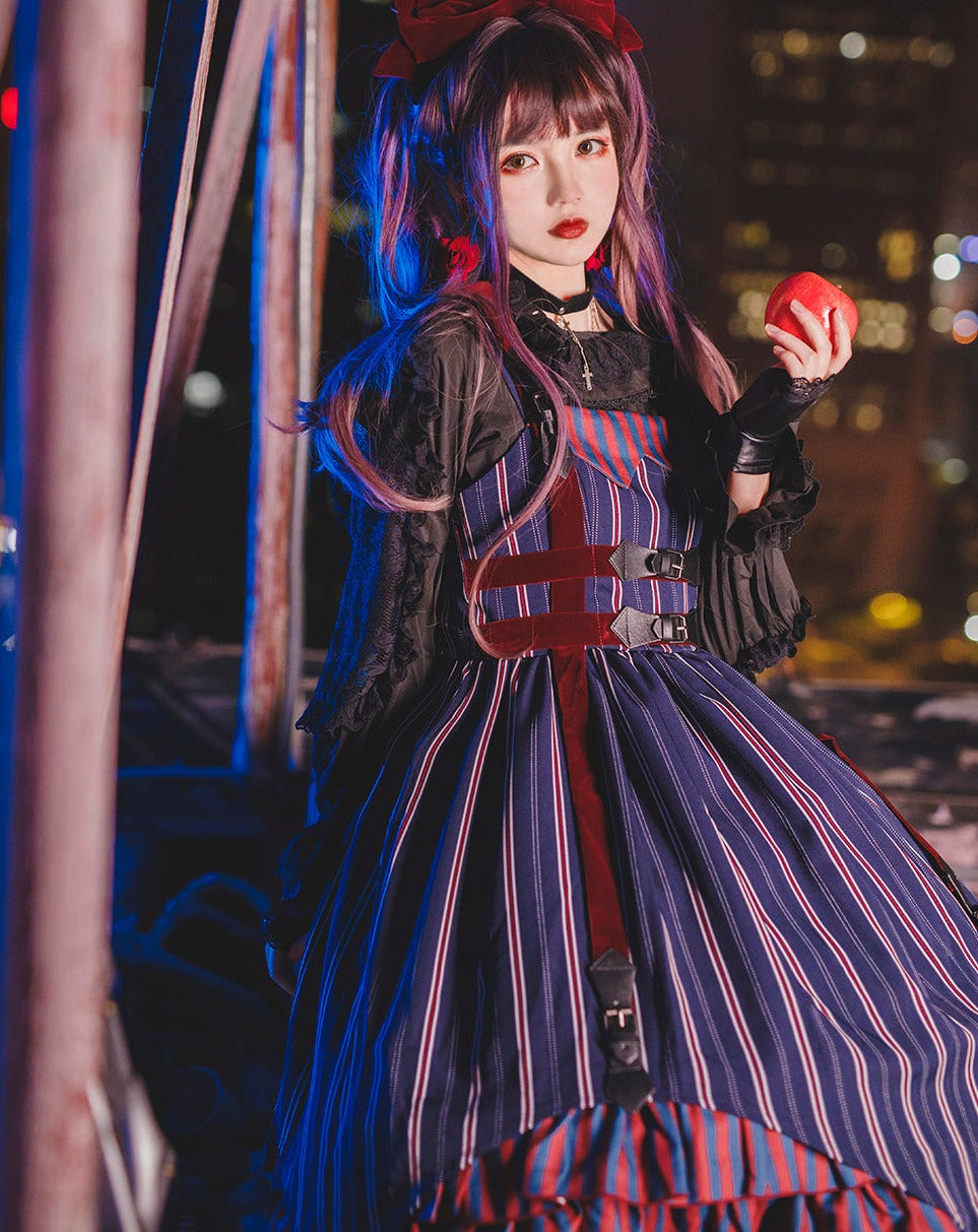 Punk Lolita British Striped Jumper Skirt