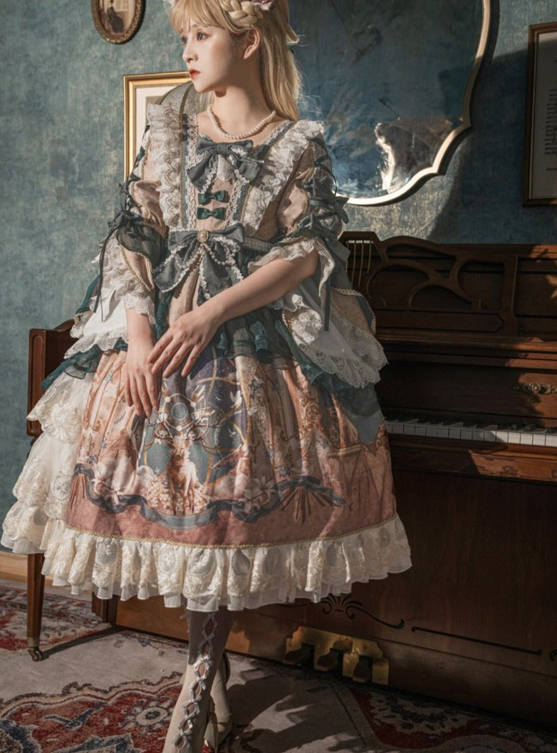 レトロ感溢れる クラシックな 洋装キャロルロリータドレス　