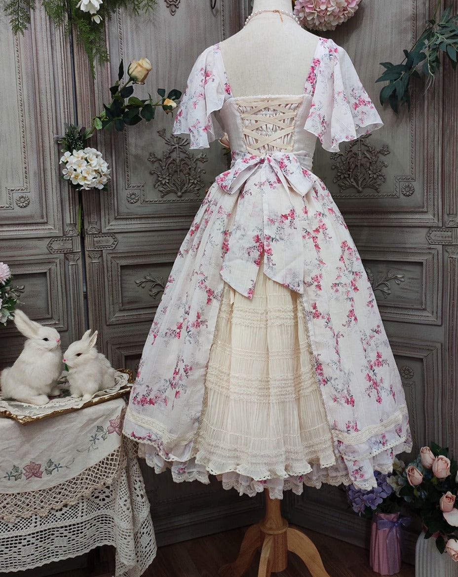 【予約販売】花海棠のフロントリボンクラシカルワンピース