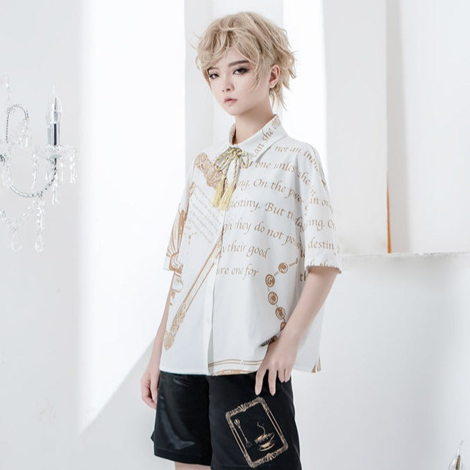 Prince Lolita Print String Tie Blouse