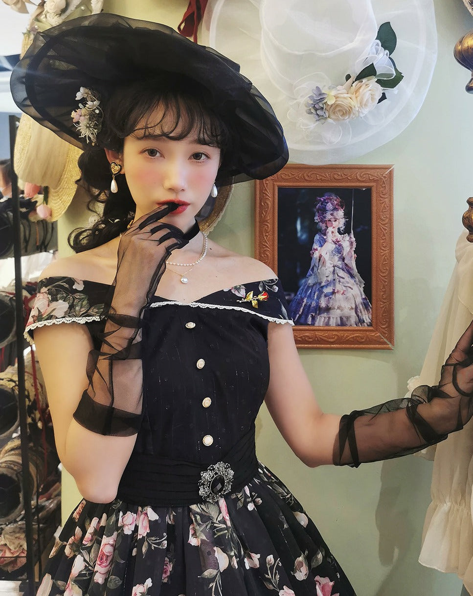 [Pre-order] Rose Garden 2-way design neck classic lolita jumper skirt