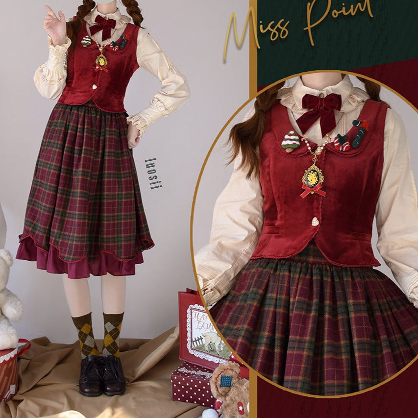 【予約販売】格子柄のクラシカルレイヤードスカート