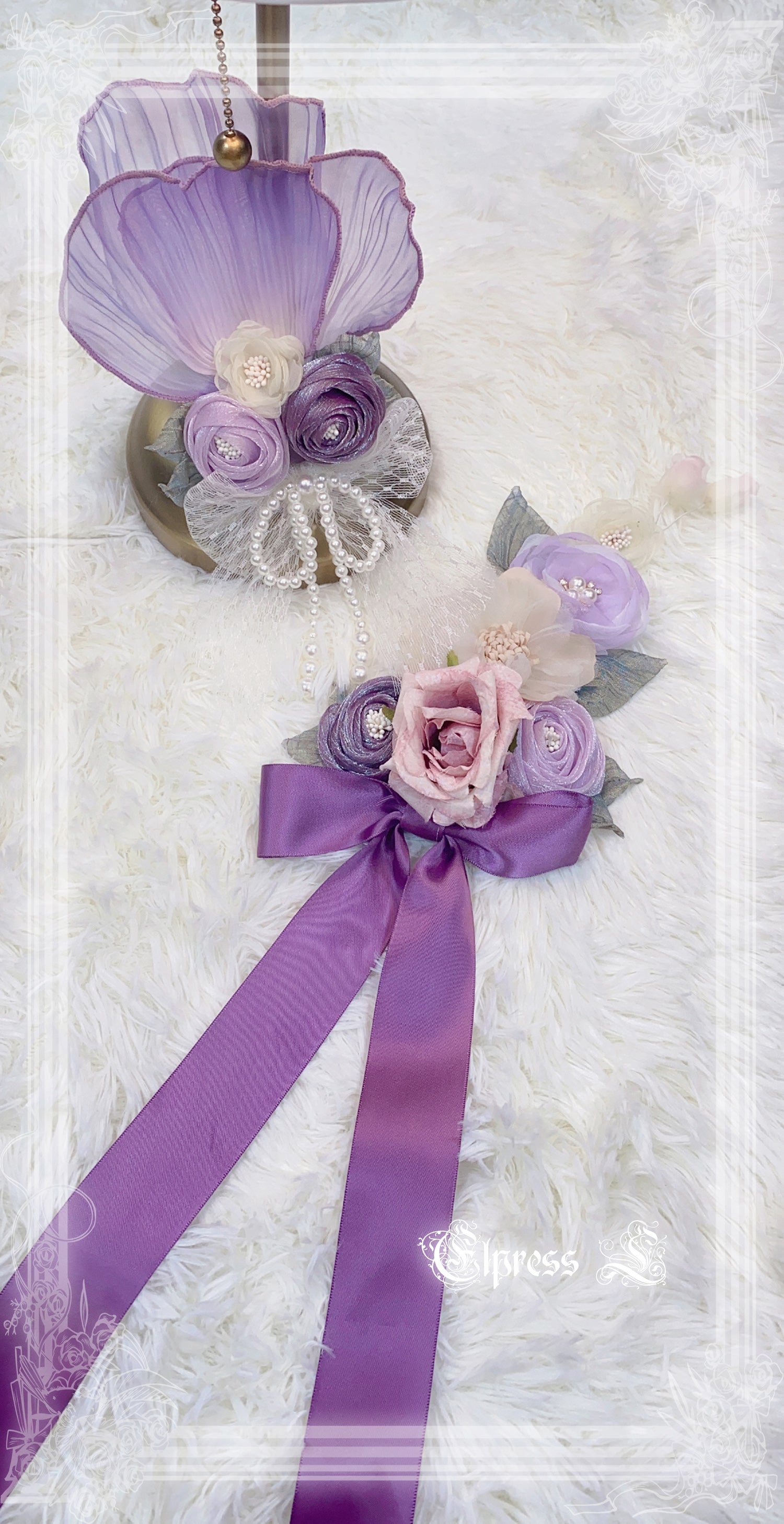 [Simultaneous purchase only] Double-flowered Rose Princess hat and corsage