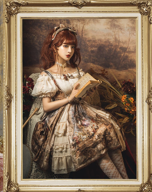 [Reservation sale] Classical jumper skirt of Rubens painting