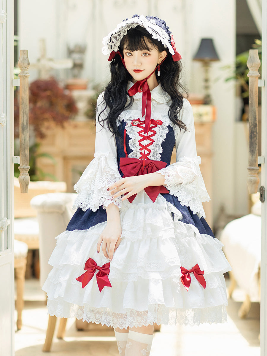 白雪姫風 レースアップ ゴージャスな宮殿ジャガードロリータジャンパースカート