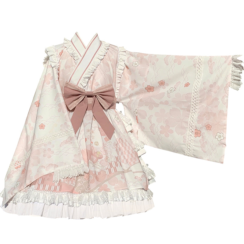 Japanese Style Sakura Pink Kimono Lolita Dress