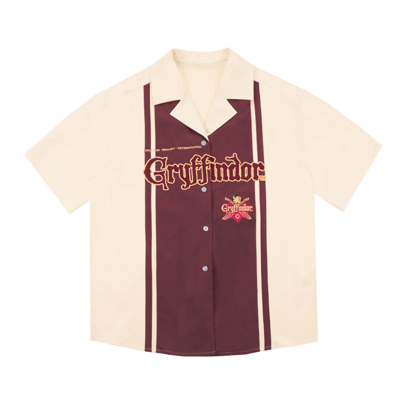 Hogwarts School of Witchcraft and Wizardry Embroidered Short Sleeve Oversized Shirt