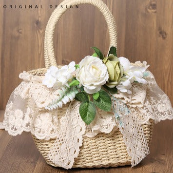 Handmade Flower Mini Basket Bag