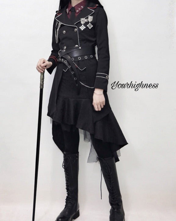 Oath in Black Military Lolita Skirt