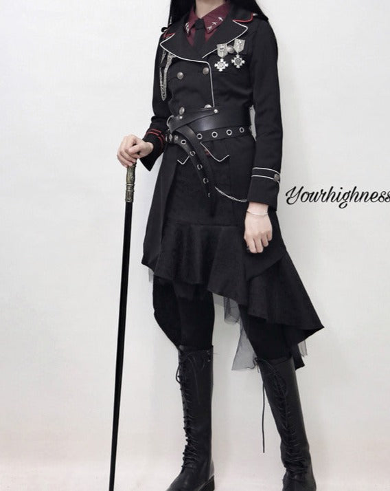 Oath in Black Military Lolita Skirt