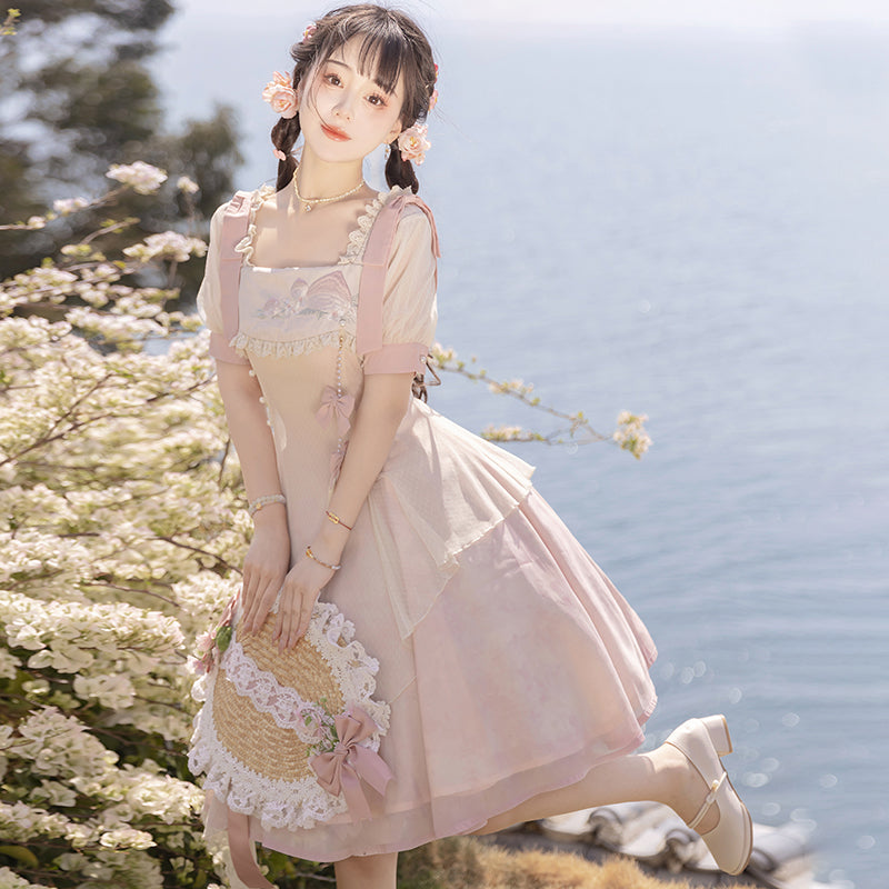 Little Peach Sweet Fairy Short Sleeve Dress