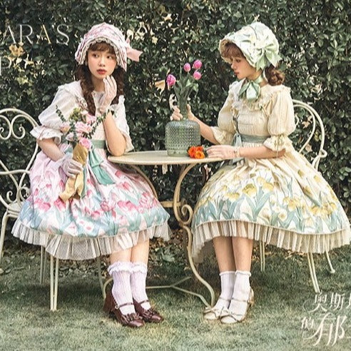Kimono style dress with Japanese style maid apron