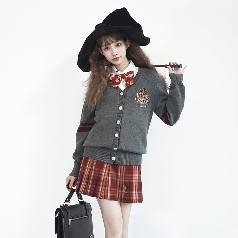 Hogwarts School of Witchcraft and Wizardry Check school-style pleated skirt