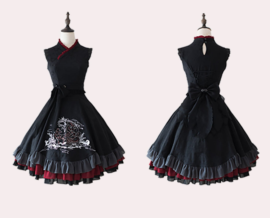 Nine-Tailed Fox Flower Lolita Jumper Skirt with Cloak and Hair Accessory