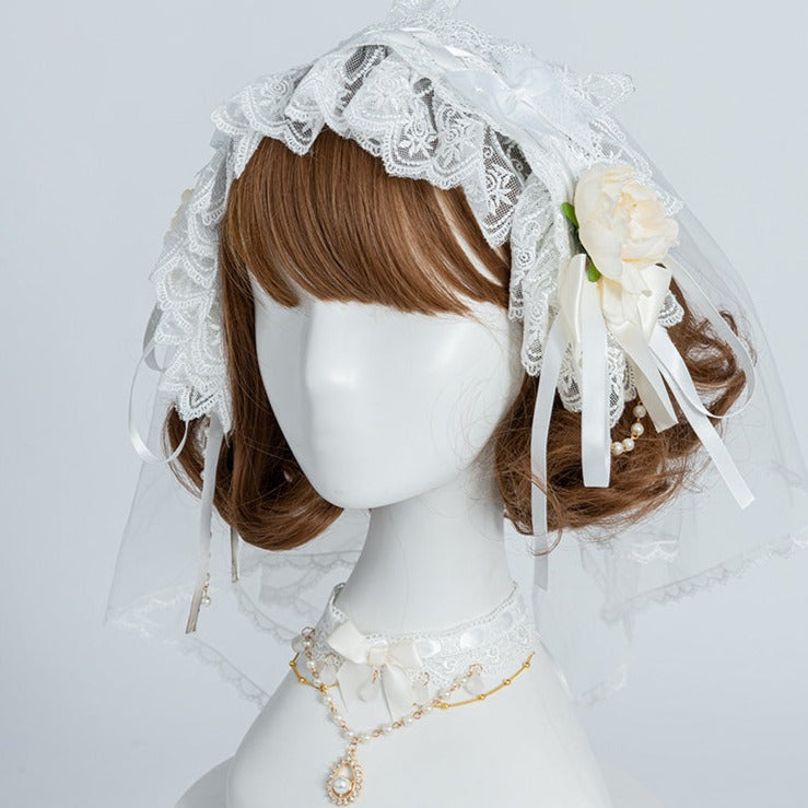 Day and Night Lace and Frill Bride Lolita Dress Full Set